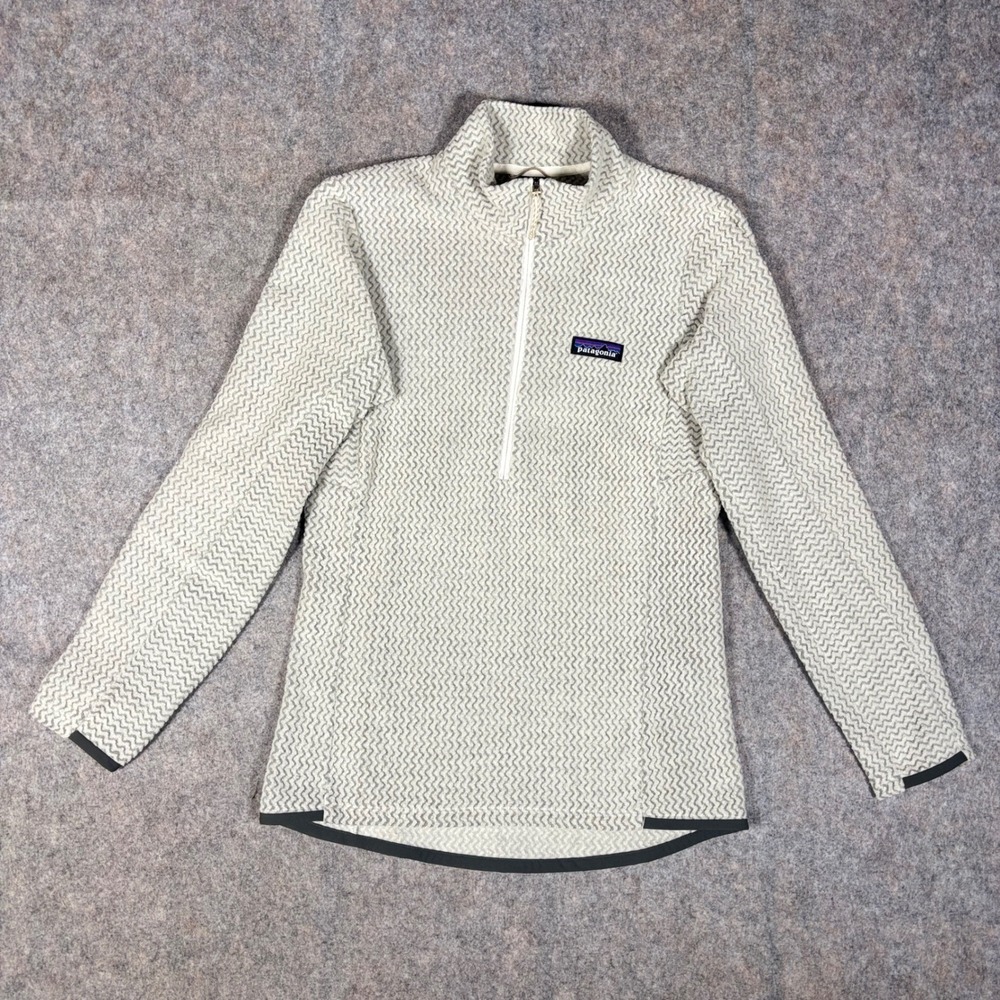 Women's R1 Air Fleece Zip-Neck XS White Gray Zigzag Fleece Pullover 40250 FA23